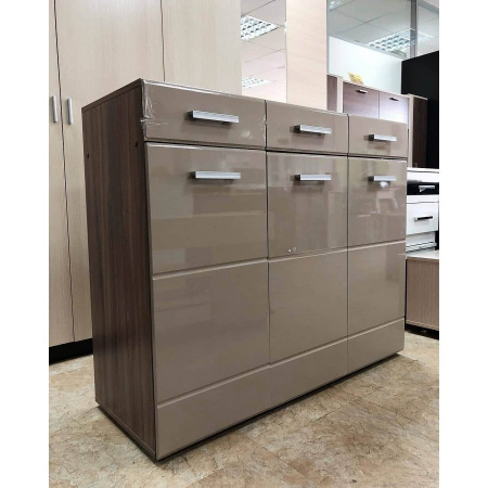 ВЕГАС комод 3 ящика (ясень шимо/кофе с молоком глянец) от магазина Мебельвозов в Нижнем Новгороде