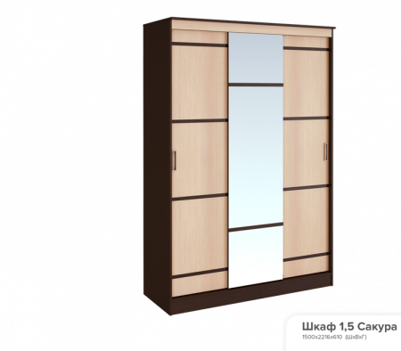 Современный шкаф купе 1,5 м "Сакура" от компании Мебельвозов в Нижнем Новгороде