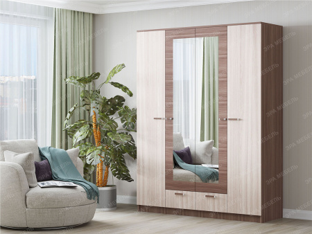 Шкаф 4-дверный 1,6 Адель (ясень шимо) от компании Мебельвозов в Нижнем Новгороде