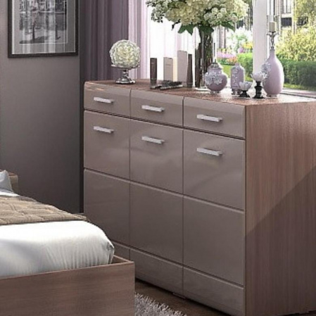 ВЕГАС комод 3 ящика (ясень шимо/кофе с молоком глянец) от магазина Мебельвозов в Нижнем Новгороде