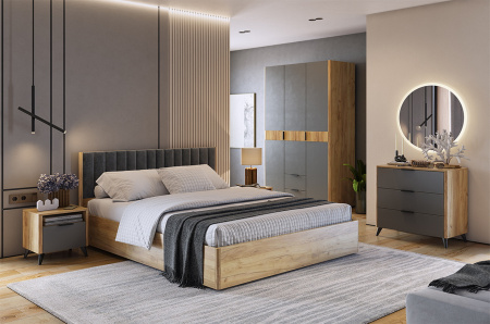 Спальный гарнитур Адам К2 (дуб крафт золотой/графит) от магазина Мебельвозов в Нижнем Новгороде