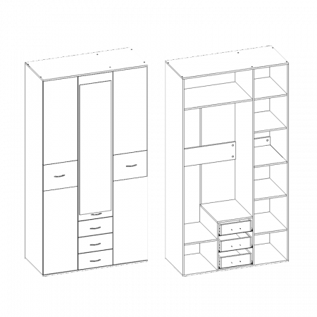 Шкаф 3х-дверный Сити 3 с зеркалом от компании Мебельвозов в Нижнем Новгороде