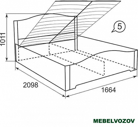 Кровать с подъемным механизмом 05 "Виктория" 160*200 см от магазина Мебельвозов в Нижнем Новгороде