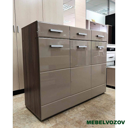 ВЕГАС комод 3 ящика (ясень шимо/кофе с молоком глянец) от магазина Мебельвозов в Нижнем Новгороде