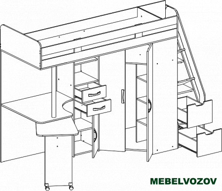 Кровать-чердак Карамель 77-03 (Анкор светлый/Бодега темный) детальное изображение от магазина mebelvozov.ru в Нижнем Новгороде