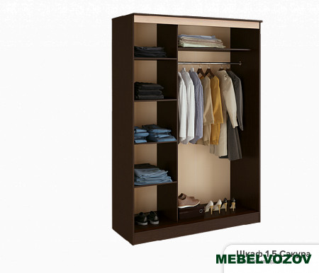 Современный шкаф купе 1,5 м "Сакура" от компании Мебельвозов в Нижнем Новгороде