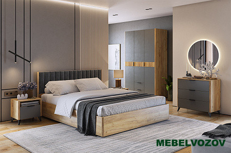 Спальный гарнитур Адам К2 (дуб крафт золотой/графит) от магазина Мебельвозов в Нижнем Новгороде