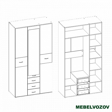 Шкаф 3х-дверный Сити 3 с зеркалом от компании Мебельвозов в Нижнем Новгороде