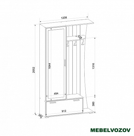 Прихожая Ивушка 20 (Бодега темная/ Бодега светлая) от магазина Мебельвозов в Нижнем Новгороде