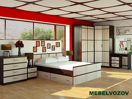 Спальня «Сакура». Компоновка 1 от магазина Мебельвозов в Нижнем Новгороде