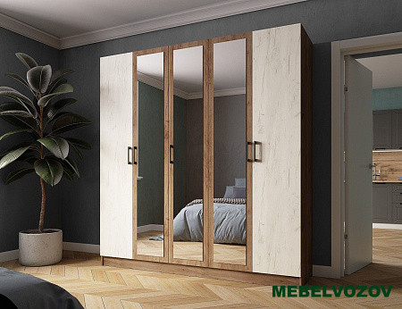 Шкаф Вегас 2000 (дуб крафт табачный/дуб крафт белый_ от компании Мебельвозов в Нижнем Новгороде