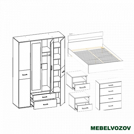 Модульная спальня Сити Компановка 2 от магазина Мебельвозов в Нижнем Новгороде