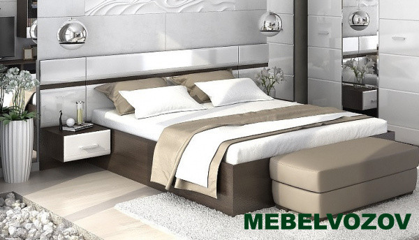 ВЕГАС кровать 1400 (венге/белый глянец) от магазина Мебельвозов в Нижнем Новгороде
