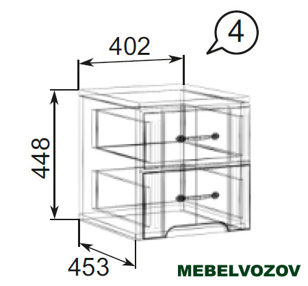 04 "Виктория" Тумба 2 ящика от магазина Мебельвозов в Нижнем Новгороде