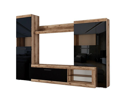 Стенка в гостиную Бастон (дуб делано/черный глянец) от интернет магазина Mebelvozov в Нижнем Новгороде