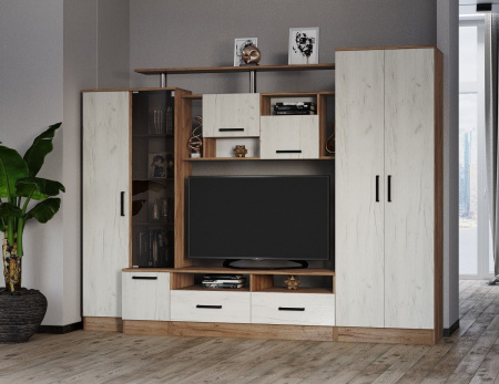Гостиная Оскар-5 (дуб крафт табачный/дуб крафт белый) от интернет магазина Mebelvozov в Нижнем Новгороде