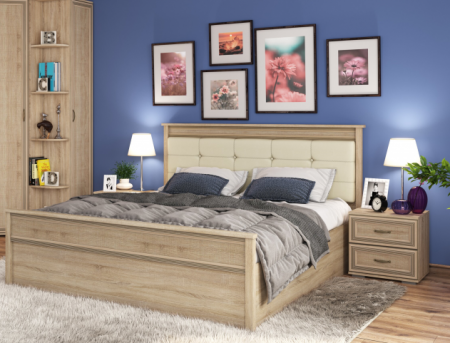 Кровать Ливорно 1,6 ЛКР-1 с настилом из ДСП (дуб сонома) от магазина Мебельвозов в Нижнем Новгороде