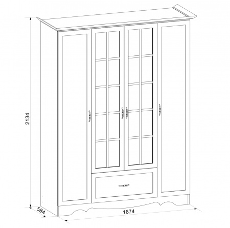 Шкаф четырехдверный в спальню Латте 4 от компании Мебельвозов в Нижнем Новгороде