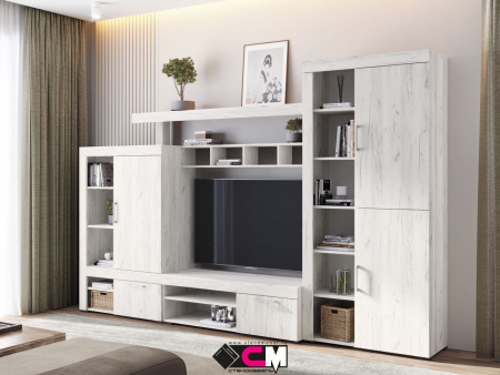 Гостиная Гранд (ДУБ КРАФТ БЕЛЫЙ) Комплект 1 от интернет магазина Mebelvozov в Нижнем Новгороде