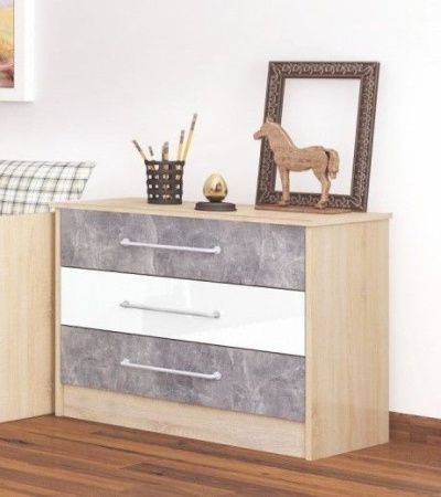 Комод Колибри Лофт (дуб сонома/ателье светлое+акрил белый) от магазина Мебельвозов в Нижнем Новгороде