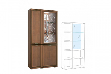 Шкаф с полками и витриной ЛШ-6 Ливорно (орех донской) от Mebelvozov в Нижнем Новгороде