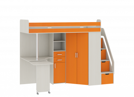 Кровать-чердак Карамель 77-03(Анкор светлый/Оранжевый) детальное изображение от магазина mebelvozov.ru в Нижнем Новгороде
