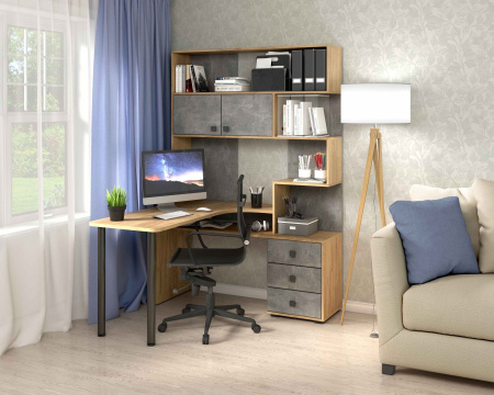 Компьютерный стол СК-10 (дуб крафт золотой/ателье светлое) детальное изображение от магазина mebelvozov.ru в Нижнем Новгороде