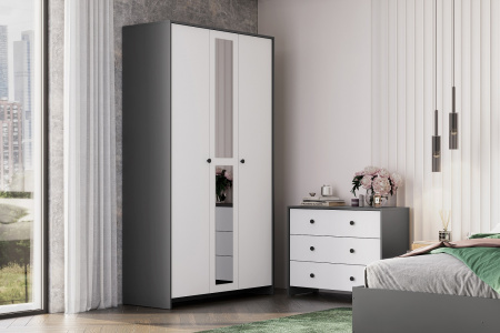Шкаф трехстворчатый Дольче (Графит/Белый) от компании Мебельвозов в Нижнем Новгороде