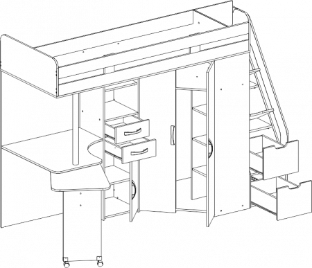 КРОВАТЬ-ЧЕРДАК 2Х ЭТАЖНАЯ КАРАМЕЛЬ 77-03 Бодега темный сосна корелия детальное изображение от магазина mebelvozov.ru в Нижнем Новгороде