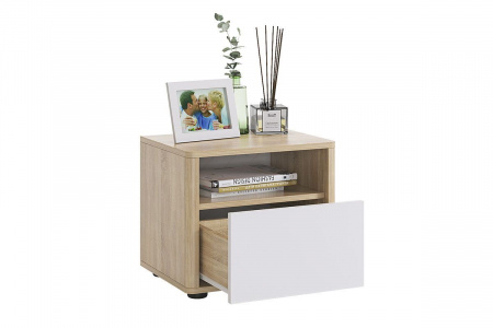 Тумба прикроватная Зара (Дуб сонома/белый) от магазина Мебельвозов в Нижнем Новгороде