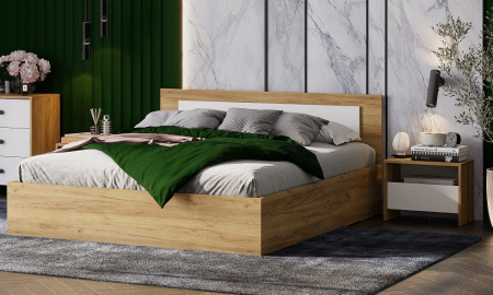 Кровать с основанием Лайт Дольче 160х200 (Дуб Золотой/Белый) от магазина Мебельвозов в Нижнем Новгороде