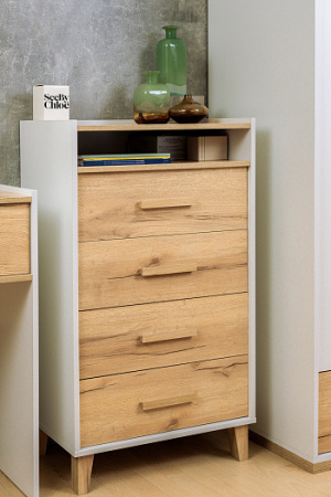 Комод высокий Айрис 45 (Белый/Дуб Золотистый) от магазина Мебельвозов в Нижнем Новгороде