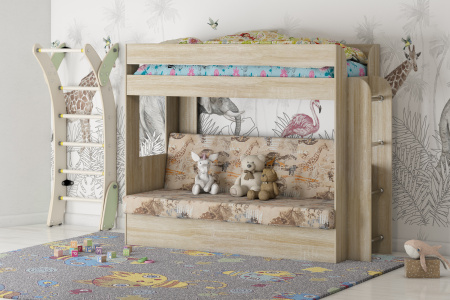 Кровать-Диван 2-х этажная Карамель 75 (дуб сонома светлый) детальное изображение от магазина mebelvozov.ru в Нижнем Новгороде