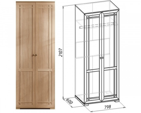 Шкаф распашной Sherlock12 для одежды (Дуб Сонома) от компании Мебельвозов в Нижнем Новгороде