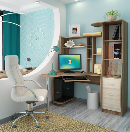 Стол компьютерный Интел-9 (Ясень Шимо темный/ светлый) от магазина Мебельвозов в Нижнем Новгороде