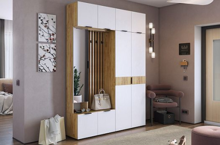 Прихожая "Бери К4" (дуб крафт золотой/белое дерево) от магазина Мебельвозов в Нижнем Новгороде