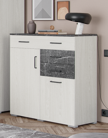 Теана комод (ясень анкор светлый/МДФ мрамор дарк) от магазина Мебельвозов в Нижнем Новгороде