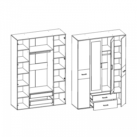 Шкаф 4х-дверный Сити 4 с зеркалом от компании Мебельвозов в Нижнем Новгороде