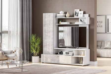 Стенка в гостиную "МГС 9" Белый / Цемент светлый от интернет магазина Mebelvozov в Нижнем Новгороде