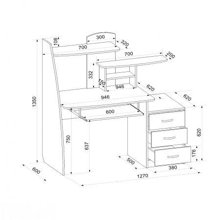 Стол компьютерный Интел-18(Бодега темная/бодега светлая) от магазина Мебельвозов в Нижнем Новгороде