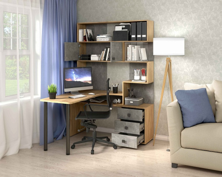 Компьютерный стол СК-10 (дуб крафт золотой/ателье светлое) детальное изображение от магазина mebelvozov.ru в Нижнем Новгороде