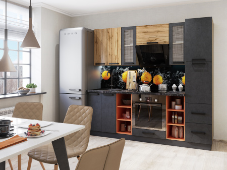 Модульная кухня Крафт 2.2м (темный бетон/дуб вотан) от магазина Мебельвозов в Нижнем Новгороде