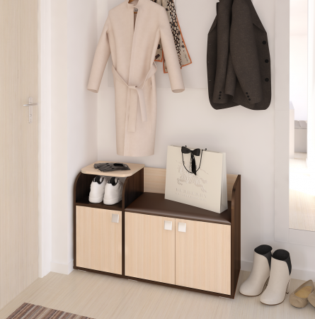 Тумба для обуви с мягким седением Ивушка 5(Бодега темная/бодега светлая) от магазина Мебельвозов в Нижнем Новгороде