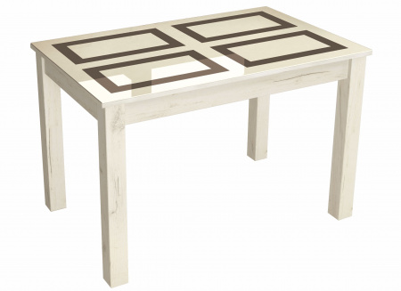 Стол обеденный раскладной 1000х600 мм Бруно (Дуб крафт белый/Рисунок плитка) от магазина Мебельвозов в Нижнем Новгороде