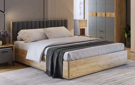 Адам Кровать с подъемным механизмом 1600 (дуб крафт золотой/грей алькантара (велюр) от магазина Мебельвозов в Нижнем Новгороде