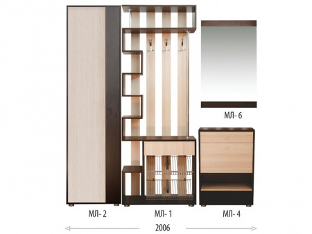 Модульная прихожая "Мини-Лайт" (венге/ясень) вариант 7 от магазина Мебельвозов в Нижнем Новгороде