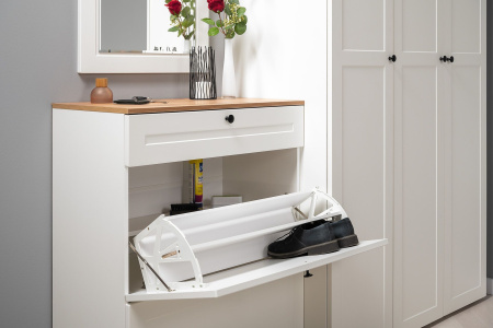 Остин Тумба для обуви 16.121 (белый/дуб вотан) от магазина Мебельвозов в Нижнем Новгороде