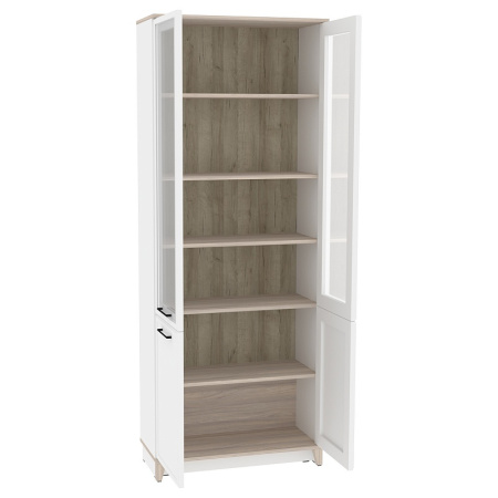 Aurelio 8 (гостиная) Шкаф для книг (модуль 178), Белый-Блеквуд Сатиновый от компании Мебельвозов