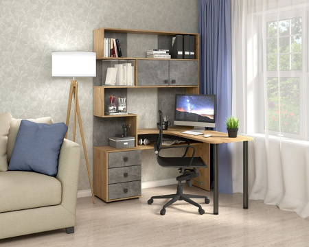 Компьютерный стол СК-10 (дуб крафт золотой/ателье светлое) детальное изображение от магазина mebelvozov.ru в Нижнем Новгороде