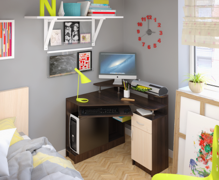 Стол компьютерный Интел-5(Бодега темный/ Бодега светлый) от магазина Мебельвозов в Нижнем Новгороде